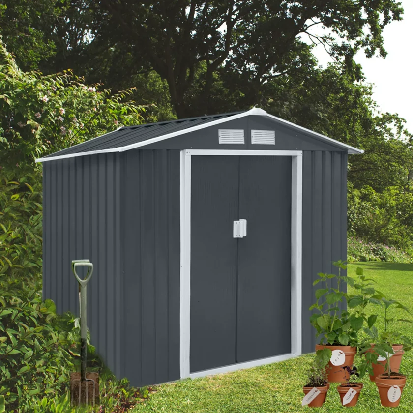 Gartenhaus HATTORO S100 Metall Gerätehaus XL / Grau – Bild 4